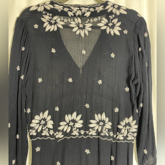 EUC Free People Embroidered Fable Midi Prairie Hippie Boho Dress size S - Picture 10 of 11